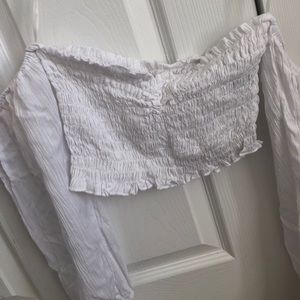 Cropped off the shoulder bell sleeve top